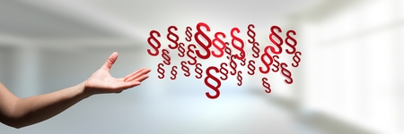 Digital composite of Hand open with section symbol icons