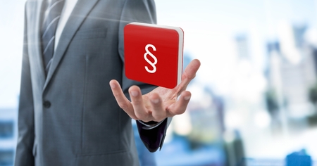 Digital composite of Hand open with section symbol iconの写真素材