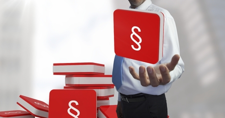 Digital composite of Hand open with section symbol iconの写真素材