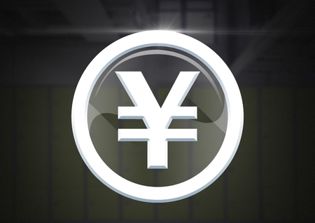Digital composite of Yen graphic icon in glass circleの写真素材