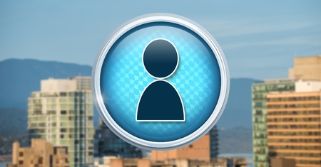 Digital composite of Contact profile icon in cityの写真素材