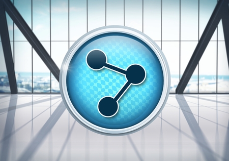 Digital composite of Connect icon in city officeの写真素材