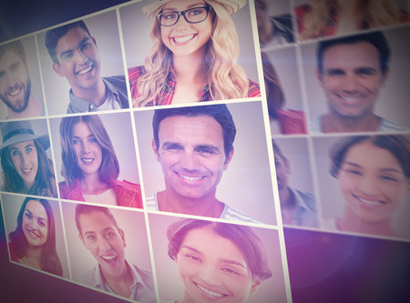 People collage portrait 3x3の写真素材