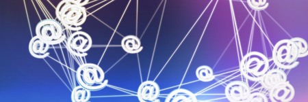 Abstract image of at email sign against abstract blue backgroundの写真素材