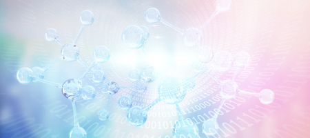 Spiral of shiny binary code against dna structure
