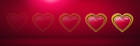 Digital composite of Shiny heart graphic fading in pink roomの写真素材