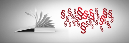 Digital composite of 3D Section symbol icons and open book page turningの写真素材