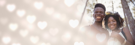 Digital composite of Couple with valentine's love transition heartsの写真素材
