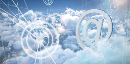 At e-mail symbol against binary codes and linesの写真素材