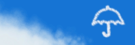 Digital composite of Umbrella Cloud Icon with skyの写真素材