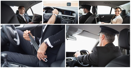 Digital composite of taxi driver and passenger collage