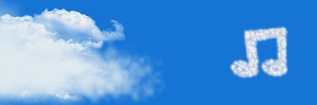 Digital composite of Music note Cloud Icon with skyの写真素材