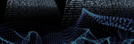 Digital composite of Code binary interface and black backgroundの写真素材