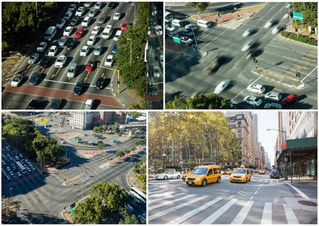 Digital composite of cars in traffic collageの写真素材