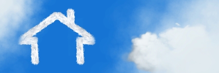 Digital composite of Home house Cloud Icon with skyの写真素材