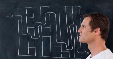 Digital composite of Man maze backgroundの写真素材