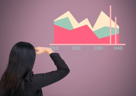 Digital composite of Woman with colorful chart statisticsの写真素材