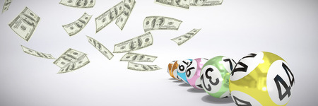 Billet in the air against grey backgroundの写真素材