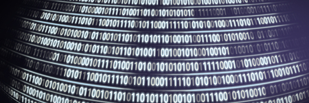 Binary code on digital screen