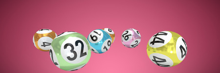 Lottery balls with nimbers against abstract maroon backgroundの写真素材