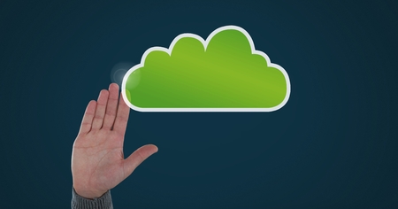 Digital composite of Hand with cloud iconの写真素材