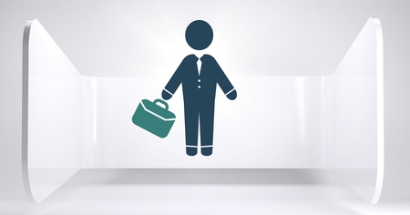 Digital composite of businessman icon with briefcaseの写真素材