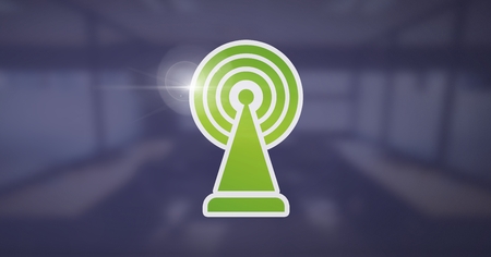 Digital composite of signal icon with blue backgroundの写真素材