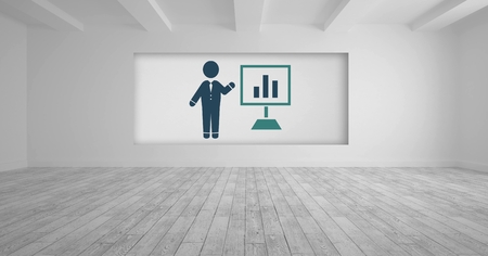 Digital composite of Businessman presentation and chart screen iconの写真素材