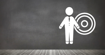 Digital composite of target and businessman iconの写真素材