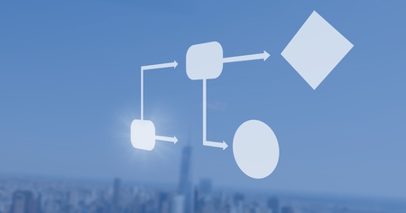 Digital composite of wireframe with blue backgroundの写真素材