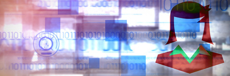 Character against abstract square backgroundの写真素材