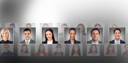 Portrait collage line big against portrait collage line bigの写真素材