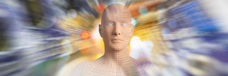 Digital image of brown 3d man against electronic circuit board