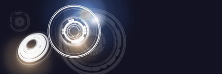 Digital composite of Glowing circle technology interface
