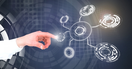 Digital composite of Hand touching circle interface