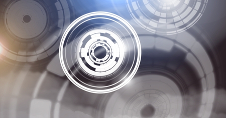 Digital composite of Glowing circle technology interfaceの写真素材