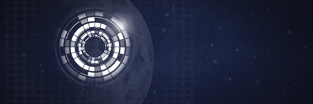 Digital composite of Glowing circle technology interfaceの写真素材