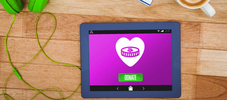 Vector icon of donation against view of a business desk