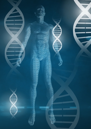 Digital composite of Human genetic DNA health and fitness interfaceの写真素材