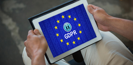 European Union locked against business executive using tablet