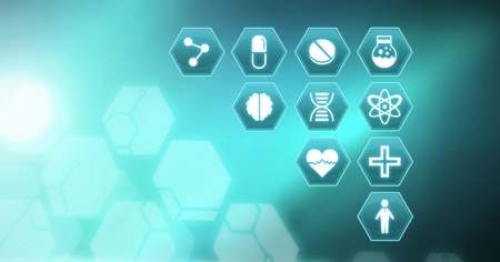 Digital composite of medical interface hexagon iconsの写真素材
