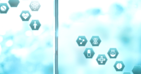 Digital composite of medical hexagon interfaceの写真素材