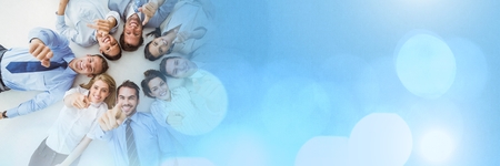 Digital composite of Teamwork transition with business people together in circleの写真素材