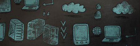 Network against blackboard with copy spaceの写真素材