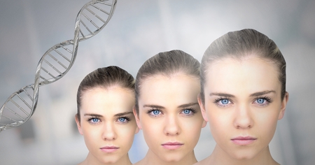 Digital composite of Clone women with genetic DNA
