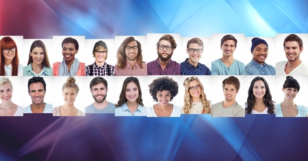 Digital composite of portrait profiles of different people