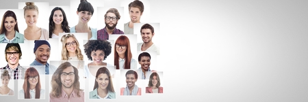 Digital composite of portrait profiles of different peopleの写真素材