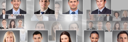 Digital composite of portrait profiles of different people