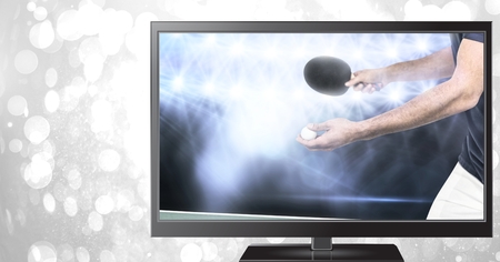 Digital composite of table tennis on television