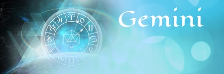 Digital composite of Gemini mystical zodiac astrologyの写真素材